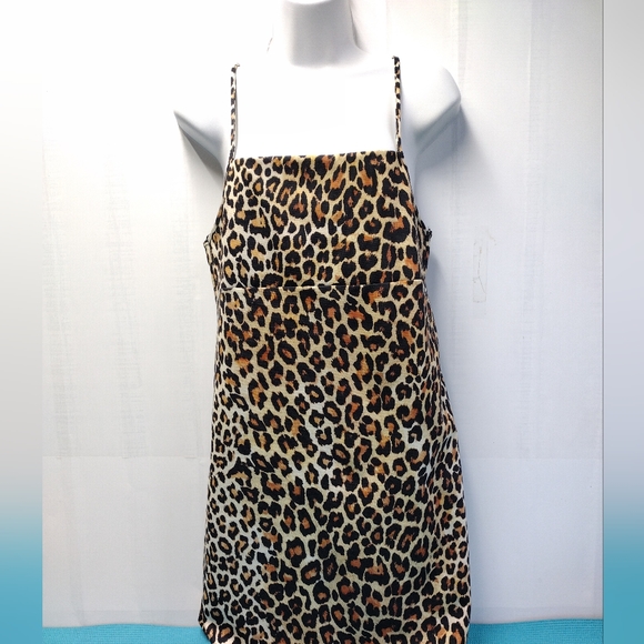Zara Trafaluc Leopard Print Spaghetti Strap Mini Dress M - Picture 2 of 9